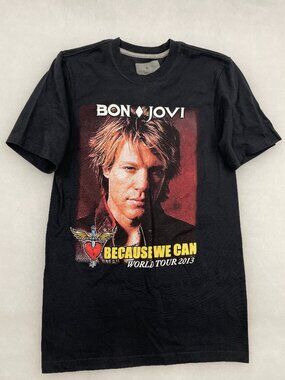 Bon Jovi Because We Can World Tour 2013 Graphic Band T-Shirt Black Men's Small